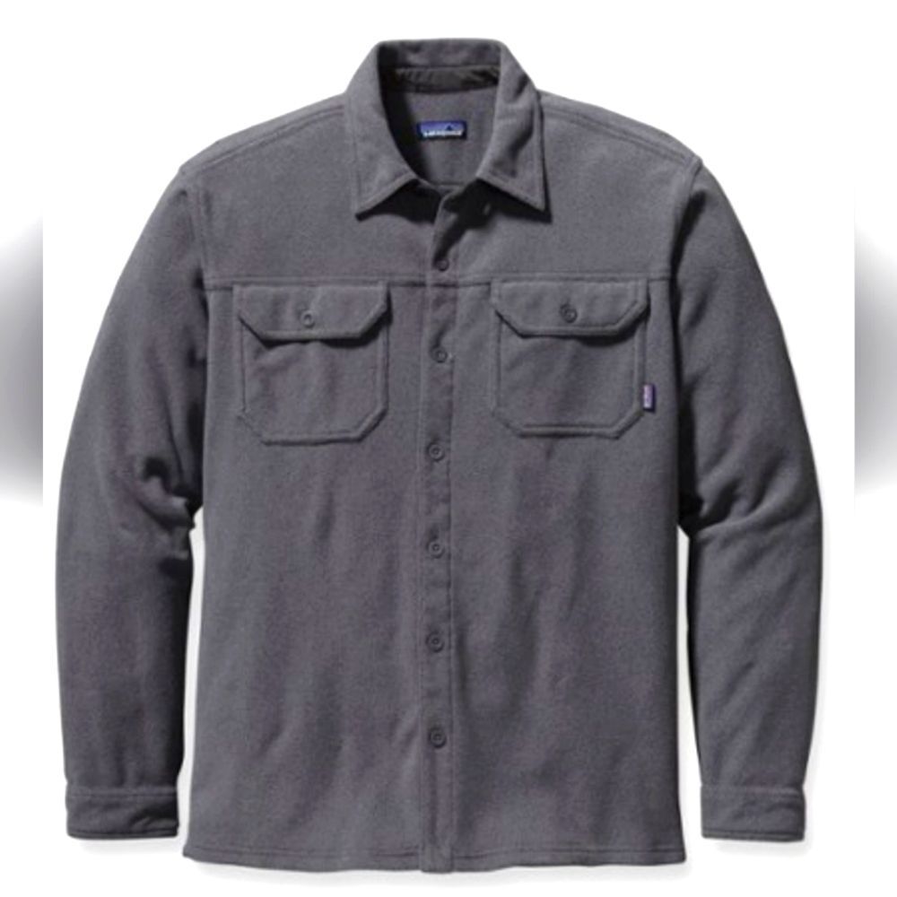 PATAGONIA Mens Gray Long-Sleeved Pique Fleece Shirt Small